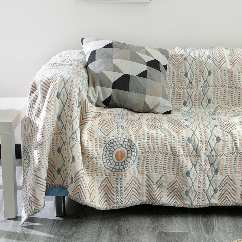 Four-layer Cotton Throw Blanket With Indian Arrow Pattern
