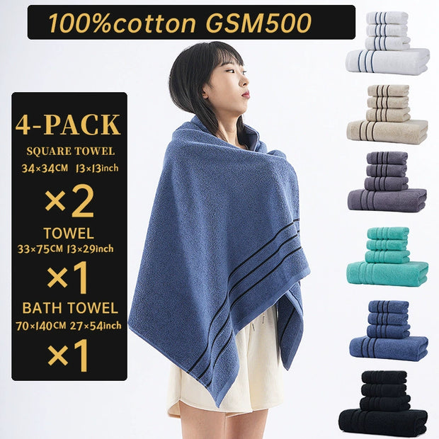 Pure Cotton Contrast Color Towel Set