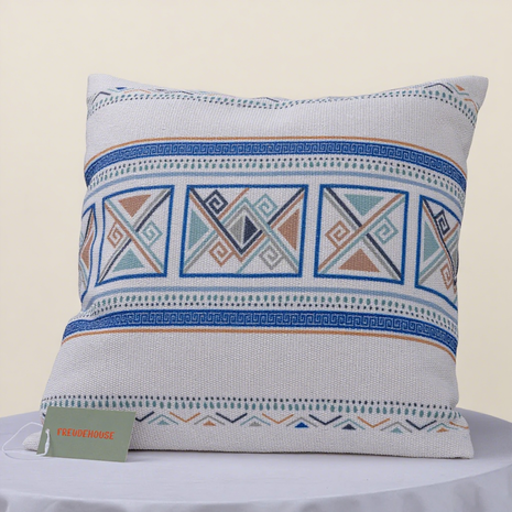 Pure Cotton Knitted Pillow - Geometric