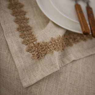 Linen Tablecloth With Twine Lace