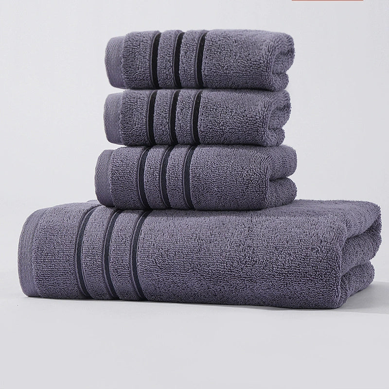 Pure Cotton Contrast Color Towel Set