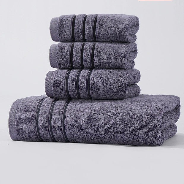 Pure Cotton Contrast Color Towel Set