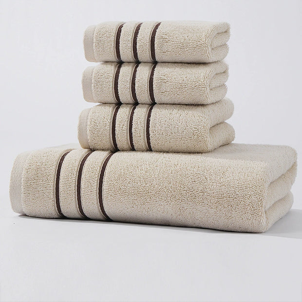 Pure Cotton Contrast Color Towel Set