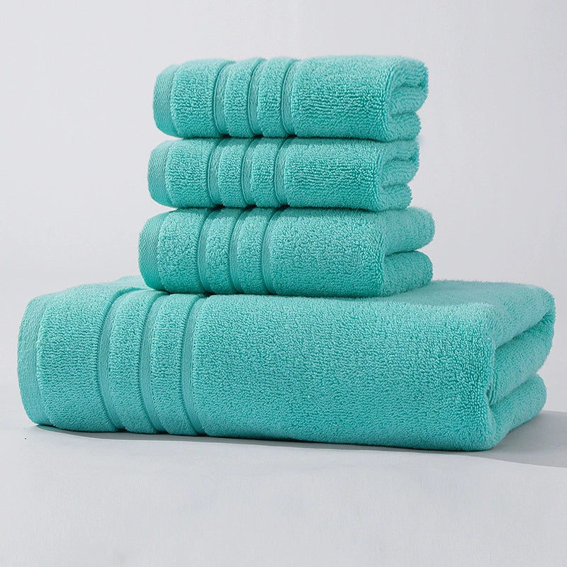 Pure Cotton Contrast Color Towel Set