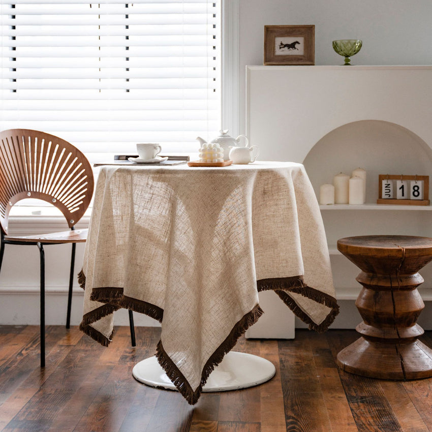 Linen Tablecloth With Twine Lace