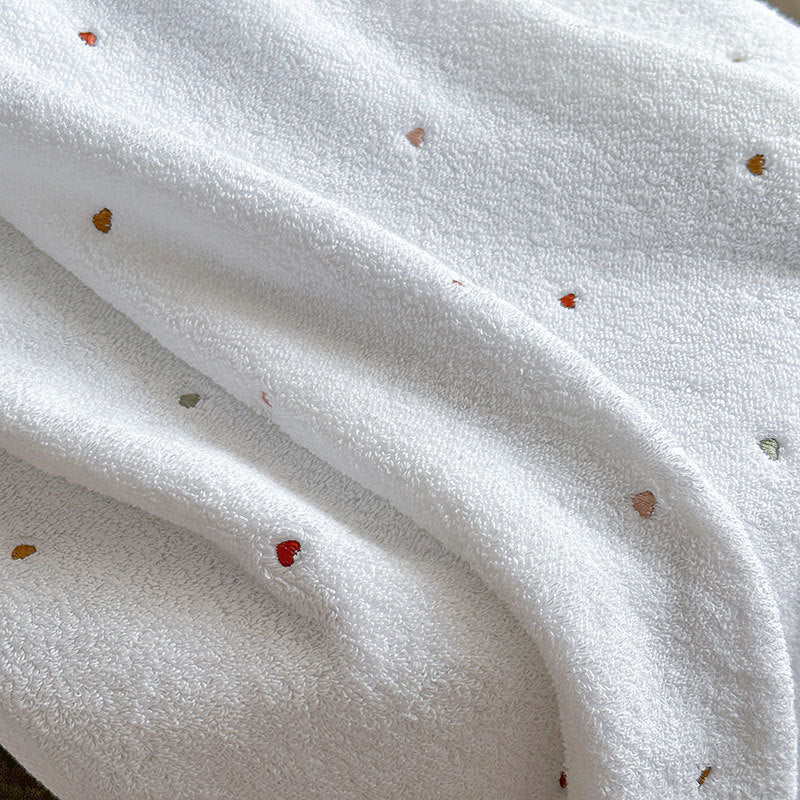 Pure Cotton Bath Towel Embroidered With Love Heart