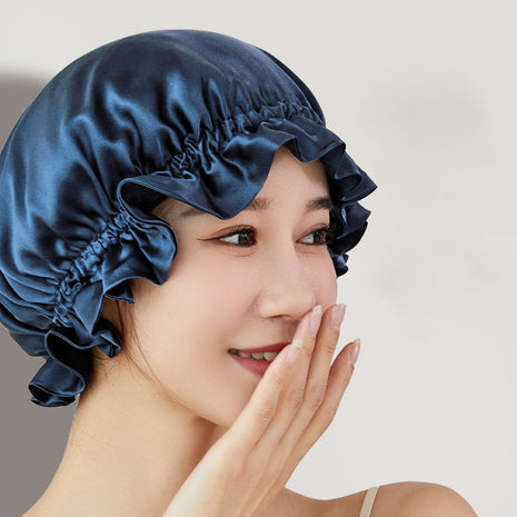 19 Momme Reversible Ruffled Silk Sleep Cap