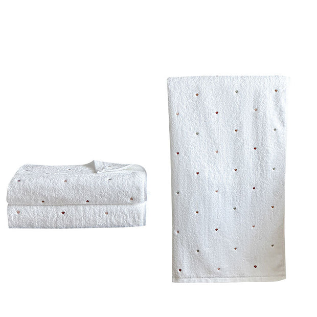 Pure Cotton Bath Towel Embroidered With Love Heart