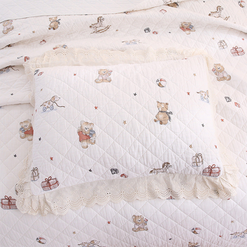 Washable Cotton Quilt Set With Cute Cartoon Pattern