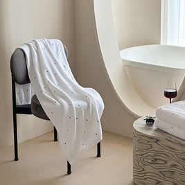 Pure Cotton Bath Towel Embroidered With Love Heart
