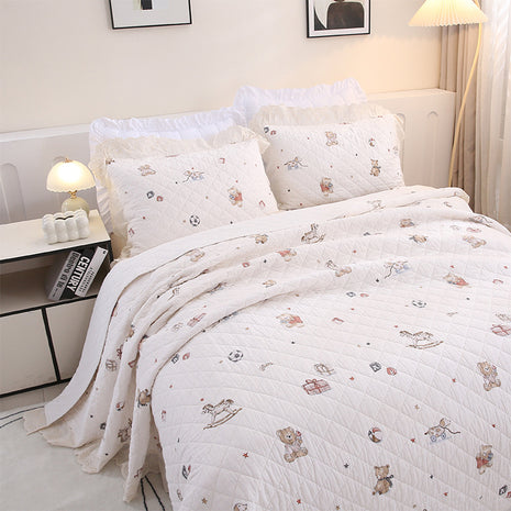 Washable Cotton Quilt Set With Cute Cartoon Pattern