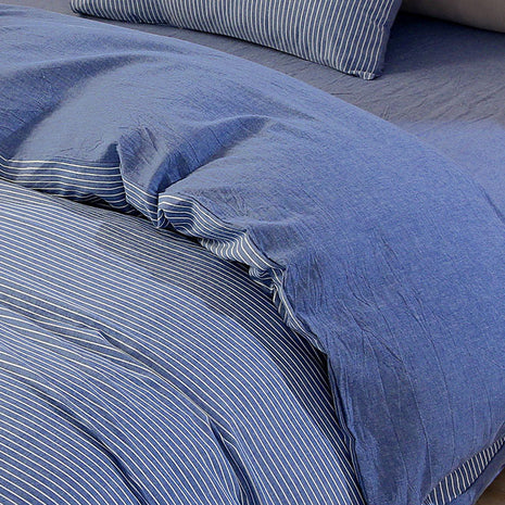 Blue-White Stripes Pure Cotton Sheet Set