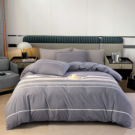 Wide Striped Pure Cotton Bedding Sheet Set