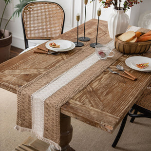 Striped Woven Cotton and Linen Table Runner